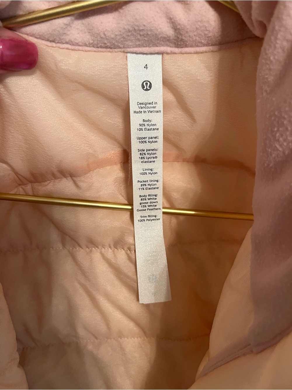 Lululemon Pink Down Puffer Vest Size 4 - Picture 9 of 9